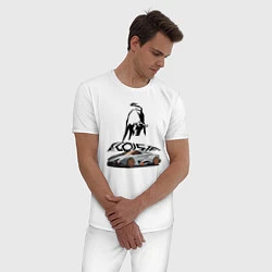 Пижама хлопковая мужская Lamborghini Egoista, цвет: белый — фото 2