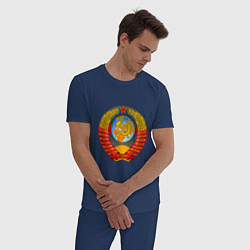 Пижама хлопковая мужская Пролетарии всех стран соединяйтесь, цвет: тёмно-синий — фото 2