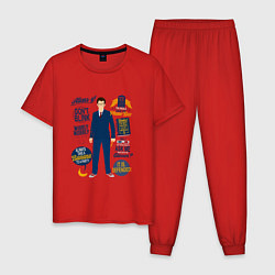 Пижама хлопковая мужская Доктор кто теннант, цвет: красный