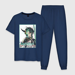 Пижама хлопковая мужская Cяо из Genshin Impact Xiao, цвет: тёмно-синий