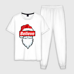 Пижама хлопковая мужская I Believe In Santa Я Верю В Санту, цвет: белый