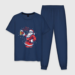 Пижама хлопковая мужская Merry Christmas, цвет: тёмно-синий