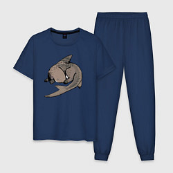 Пижама хлопковая мужская Спящая акула, цвет: тёмно-синий
