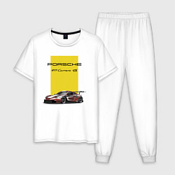 Пижама хлопковая мужская Porsche Carrera 4S Motorsport, цвет: белый