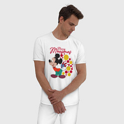 Пижама хлопковая мужская Mickey Merry Mousmas, цвет: белый — фото 2
