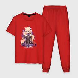 Пижама хлопковая мужская Фишль Fischl Genshin Impact, цвет: красный