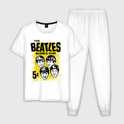 Пижама хлопковая мужская The Beatles bubble gum, цвет: белый