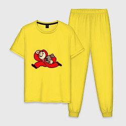 Пижама хлопковая мужская Money Runner, цвет: желтый