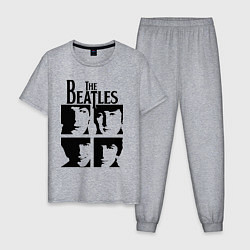 Пижама хлопковая мужская The Beatles - legendary group! цвета меланж — фото 1