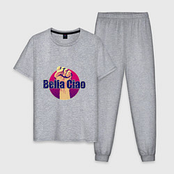 Пижама хлопковая мужская Bella Ciao Fist, цвет: меланж