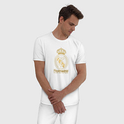 Пижама хлопковая мужская Real Madrid gold logo, цвет: белый — фото 2