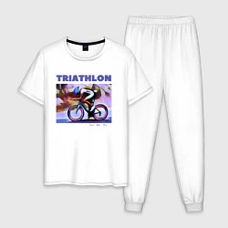 Пижама хлопковая мужская Триспорт, цвет: белый