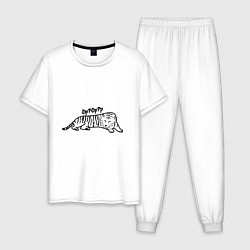 Пижама хлопковая мужская ТигрРра на отдыхе, цвет: белый