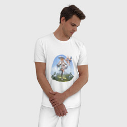 Пижама хлопковая мужская Садовники Люмин и Паймон, цвет: белый — фото 2