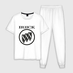 Пижама хлопковая мужская Buick Black and White Logo, цвет: белый