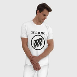 Пижама хлопковая мужская Buick Black and White Logo, цвет: белый — фото 2