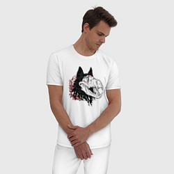 Пижама хлопковая мужская Fashionable avant-garde wolf, цвет: белый — фото 2