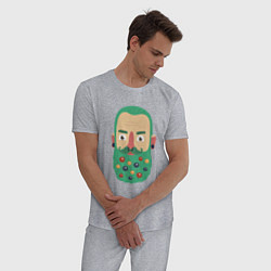 Пижама хлопковая мужская Зеленая борода, цвет: меланж — фото 2