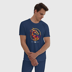 Пижама хлопковая мужская Мортал Комбат Скорпион эмблема, цвет: тёмно-синий — фото 2