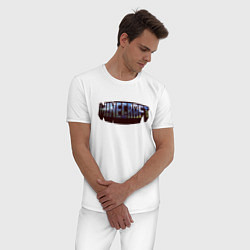 Пижама хлопковая мужская Minecraft Логотип, цвет: белый — фото 2