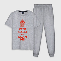 Пижама хлопковая мужская Keep calm and scan me - fuck off, цвет: меланж