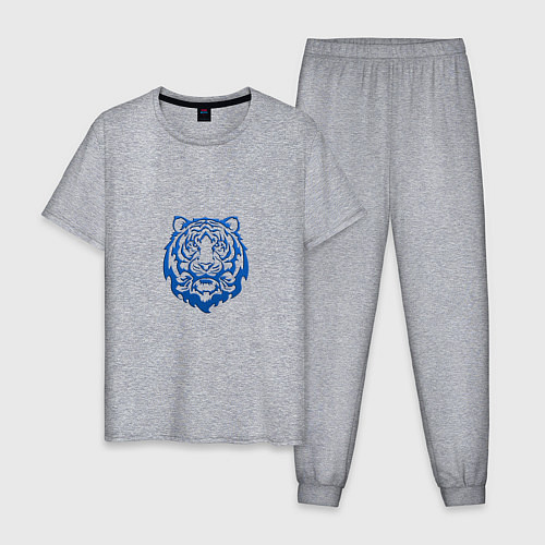 Мужская пижама Символ года тигренок синий / Меланж – фото 1