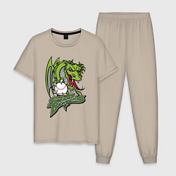 Пижама хлопковая мужская Shreveport swamp dragons - baseball team, цвет: миндальный