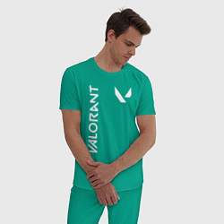 Пижама хлопковая мужская Valorant - Logo, цвет: зеленый — фото 2