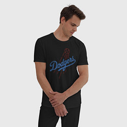 Пижама хлопковая мужская Los Angeles Dodgers baseball, цвет: черный — фото 2
