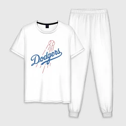 Пижама хлопковая мужская Los Angeles Dodgers baseball, цвет: белый