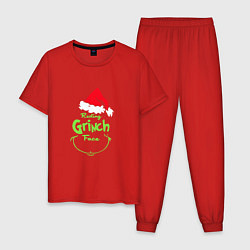 Пижама хлопковая мужская Гринч похититель рождества новый год, цвет: красный