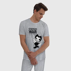 Пижама хлопковая мужская Bendy Бенди и чернильная машина, цвет: меланж — фото 2