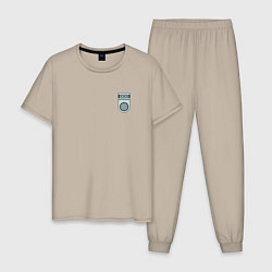 Пижама хлопковая мужская Футбольный клуб УФА, цвет: миндальный