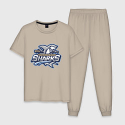Пижама хлопковая мужская Wilmington sharks -baseball team, цвет: миндальный