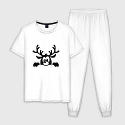 Пижама хлопковая мужская Олененок 2022, цвет: белый