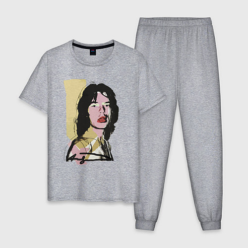 Мужская пижама Andy Warhol - Mick Jagger pop art / Меланж – фото 1