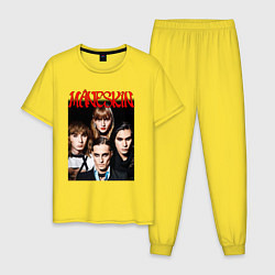 Пижама хлопковая мужская MANESKIN POSTER СОСТАВ, цвет: желтый