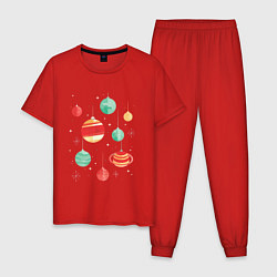Пижама хлопковая мужская Christmas decorations, цвет: красный