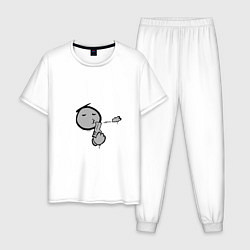 Пижама хлопковая мужская Граффити скорострел, цвет: белый
