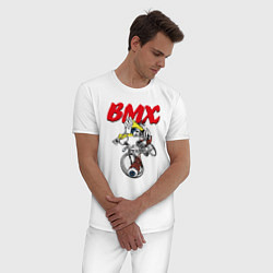 Пижама хлопковая мужская Extreme BMX riding, цвет: белый — фото 2