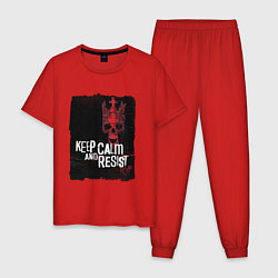 Пижама хлопковая мужская WATCH DOGS LEGION KNIGHT ANARCHY MASK, цвет: красный