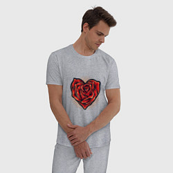 Пижама хлопковая мужская Роза в сердце, цвет: меланж — фото 2