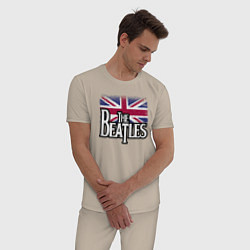 Пижама хлопковая мужская The Beatles Great Britain Битлз, цвет: миндальный — фото 2