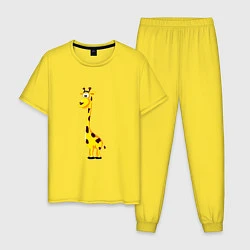 Пижама хлопковая мужская Веселый жирафик, цвет: желтый