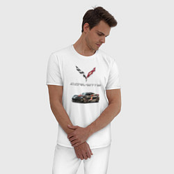 Пижама хлопковая мужская Chevrolet Corvette - Motorsport racing team, цвет: белый — фото 2