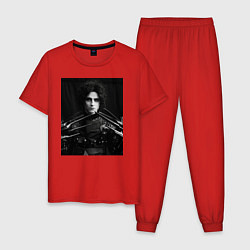 Пижама хлопковая мужская Тимоти Шаламе черно белое фото, цвет: красный