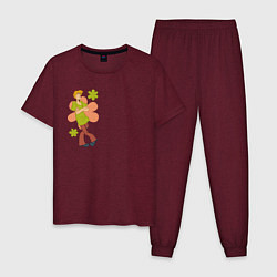 Пижама хлопковая мужская Шэгг, цвет: меланж-бордовый