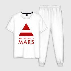 Пижама хлопковая мужская 30 Seconds to Mars - Рок, цвет: белый