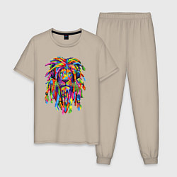 Пижама хлопковая мужская Lion dreaD, цвет: миндальный