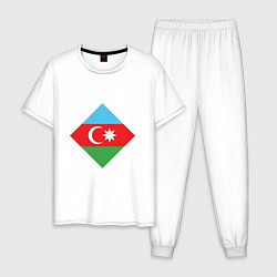 Пижама хлопковая мужская Flag Azerbaijan, цвет: белый